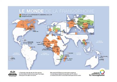 خرید پوستر نقشه کشورهای فرانسوی زبان